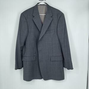 Ted Baker Suit Jacket Mens Size 46L Windorbane Plaid Grey Triple Button Textured